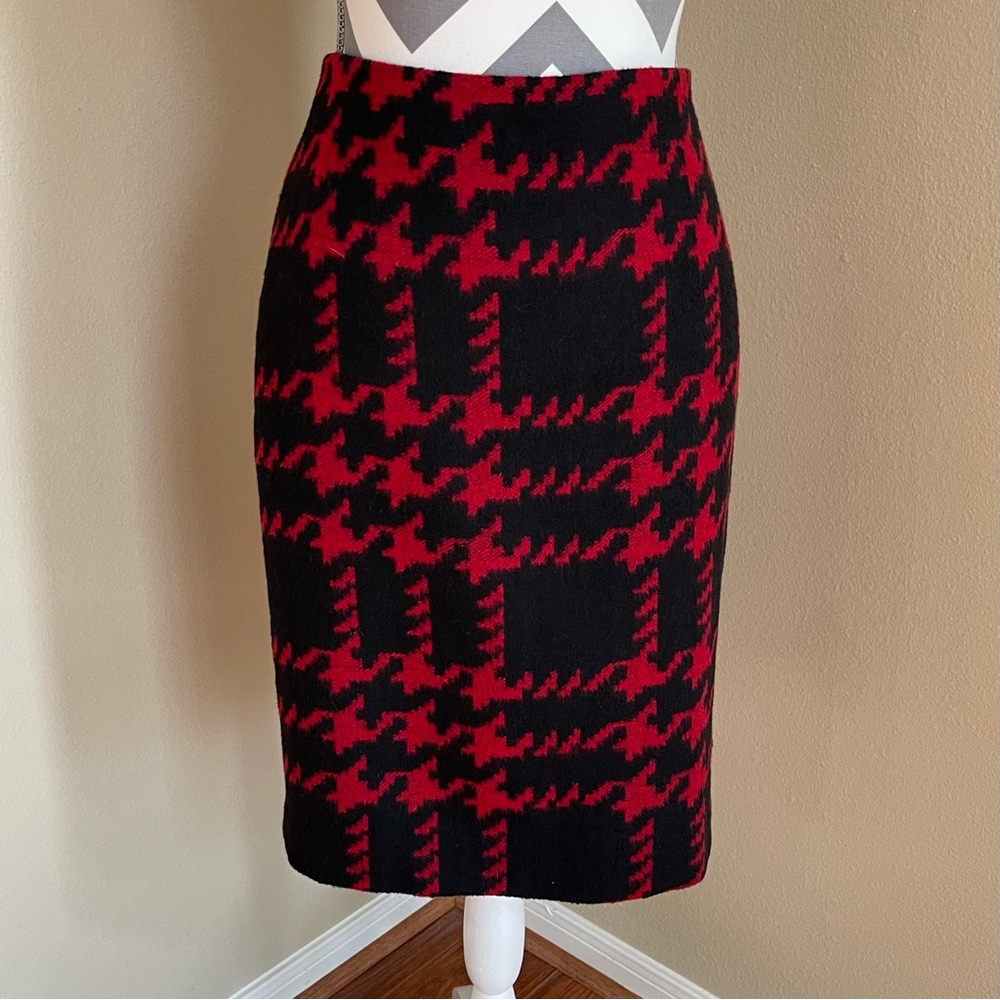 Talbots - Red & Black Large Check Houndstooth Woo… - image 1